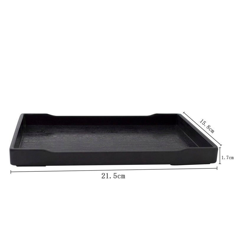OMEM Reptile Bowl Large Food and Water Dish Enough Space Also Fit for Bath Simulated Wood Grain Surface (M, Black) - Image 3